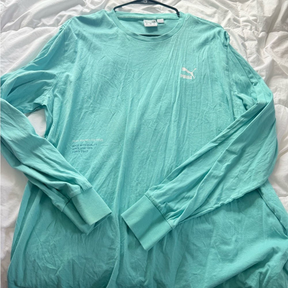 Puma Long Sleeve Crew Tee in Mint